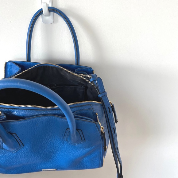 Rebecca Minkoff Pebbled Leather Perry Satchel Blue - Picture 4 of 9